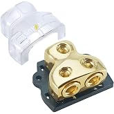 LEIGESAUDIO 0/2/4 Gauge in 0/2/4 Gauge Out Copper Amp Power Distribution Block for Car Audio Splitter (2WAY)