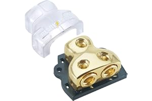 LEIGESAUDIO 0/2/4 Gauge in 0/2/4 Gauge Out Copper Amp Power Distribution Block for Car Audio Splitter (2WAY)
