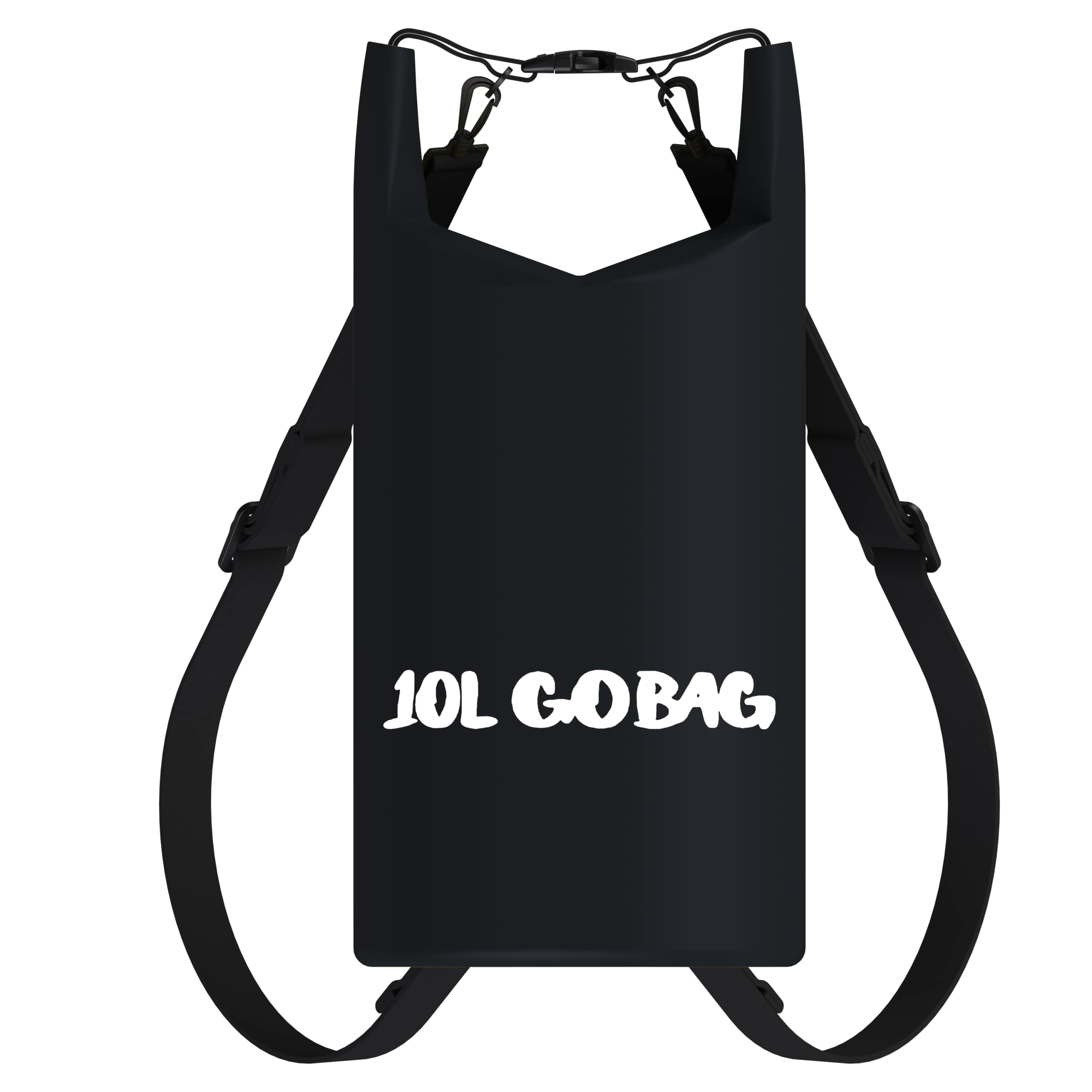 iChewie - Go Bag - Waterproof Dry Bag - Roll Top Compression Sack Keeps Gear Dry for Kayaking, Beach, Rafting, Boating, Hiking, Camping, Fishing, and More - 10L Black