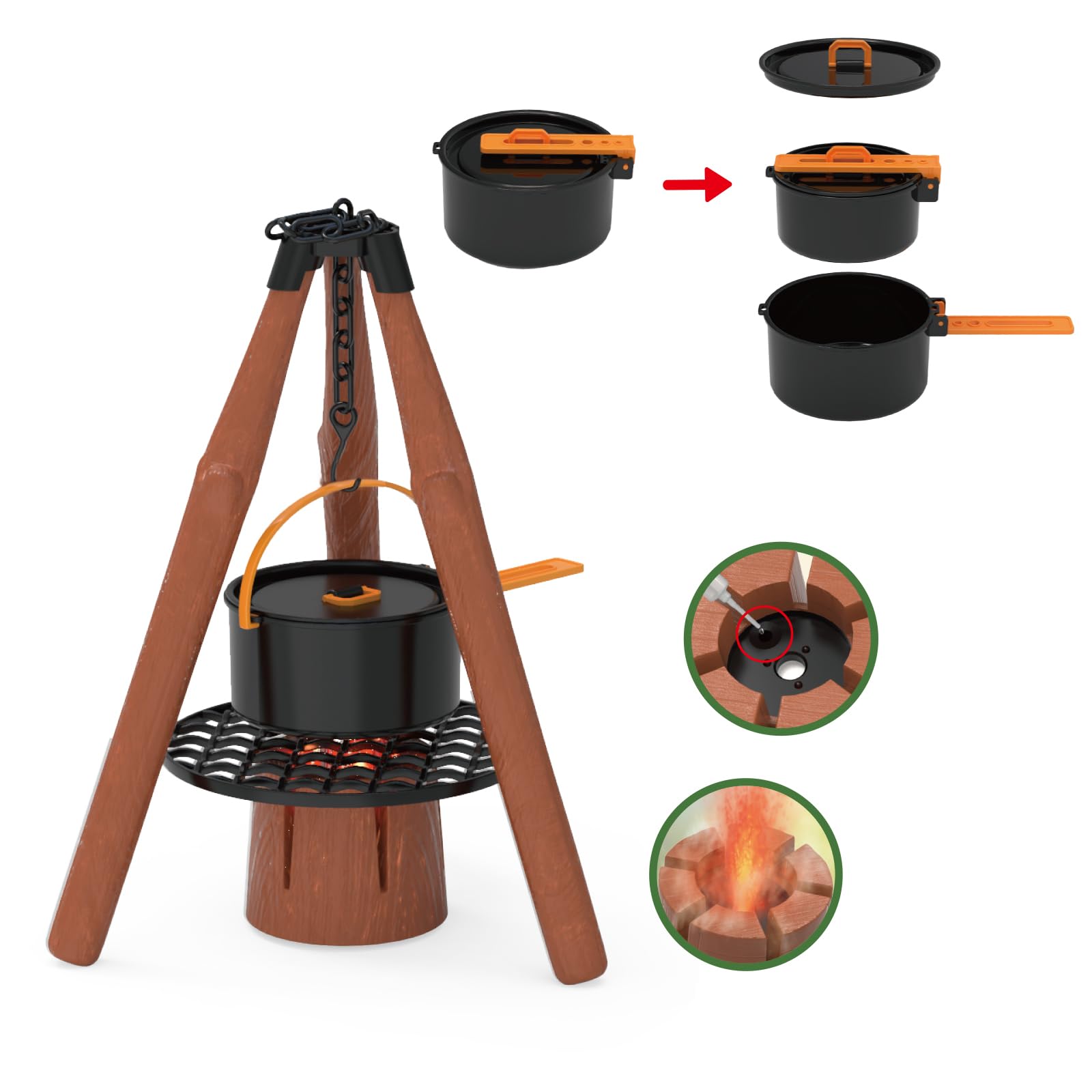 Contixo Kids Camping Toys Set - Outdoor Pretend Play Kit with Table, Food, Spray Stove, Glow Lantern, Binoculars, Compass, Tableware, Watch - Ideal Camping Playset for 3-6 Year Olds