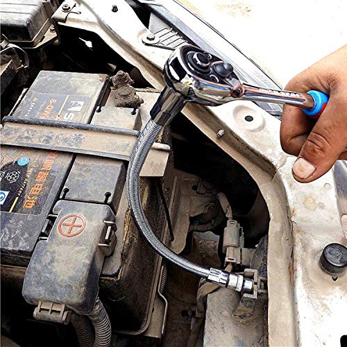 Apsung Flexible Drill Bit Extension Set, Magnetic Bendable Hex Head Shaft, Screwdriver Extension Holder for Power Drill Connect Tip Adaptor with 10 Pcs Screwdriver Bit, 1/4" Socket Screw Driver