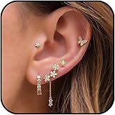 Small Hoop Earrings Sets for Multiple Piercing Dainty Earring Stacks Hypoallergenic Ear Piercing Flat Back Stud Cartilage Earrings Jewelry Gifts