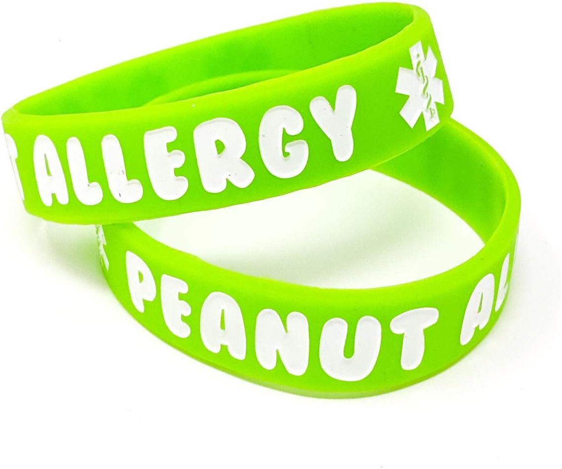 x2 Children's Peanut Allergy Wristband Bracelet Alert Peanut Allergy Kids UK (x2 Green)