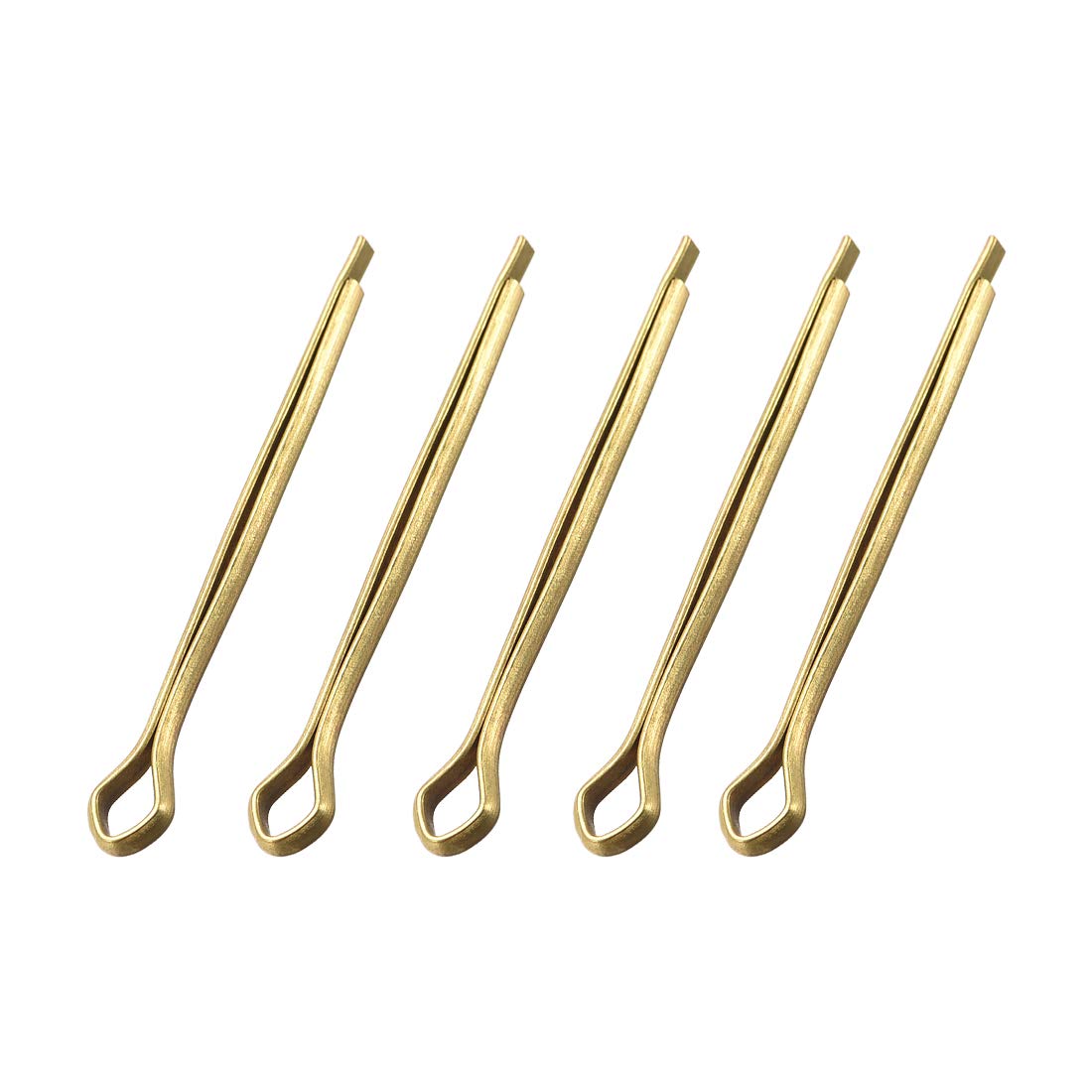 sourcing map Split Cotter Pin - 2mm x 30mm (5/64 inch x 1 3/16 inch) Solid Brass 2-Prongs Gold Tone Fastener Clip Key 5Pcs