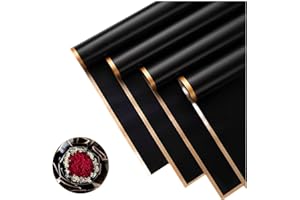 OPHRBU 20Sheets Colors Gold Edge Flower Wrapping Paper，Waterproof Florist Floral Packaging Florist Bouquet Supplies,DIY Crafts,Gift Packaging or Gift Box Packaging for Wedding (Black)