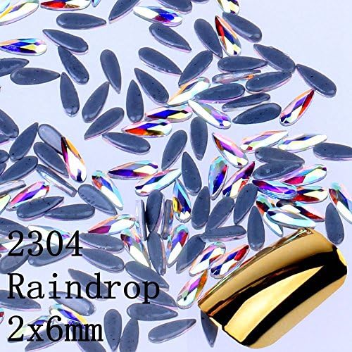 NIZI 2x6mm Glass Crystal AB 2304 Raindrop Nail Art Hotfix Flatback Rhinestones Gems,for Crafts Garments Decoration,144 Piece