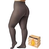 Vinsatin Plus Size Fleece Lined Tights Women, 300g Warm Pantyhose Leggings, Fake Translucent Thermal Tights Winter
