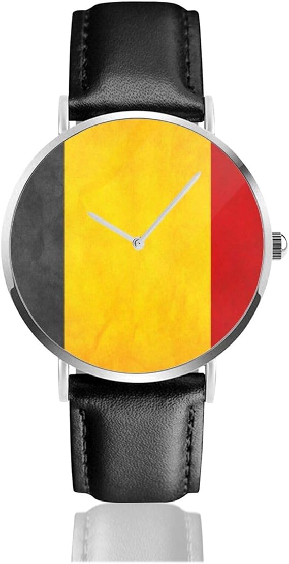 Amazon 腕時計 ベルギー国旗 黒 黄 赤 ベルトウォッチ Leather Watch クォーツ時計 ビジネスウォッチ ウオッチファッション ビジネス時計 ブラックレザーベルトメンズ 時計 うで時計 革ベルト 防水 メンズ腕時計 腕時計 通販