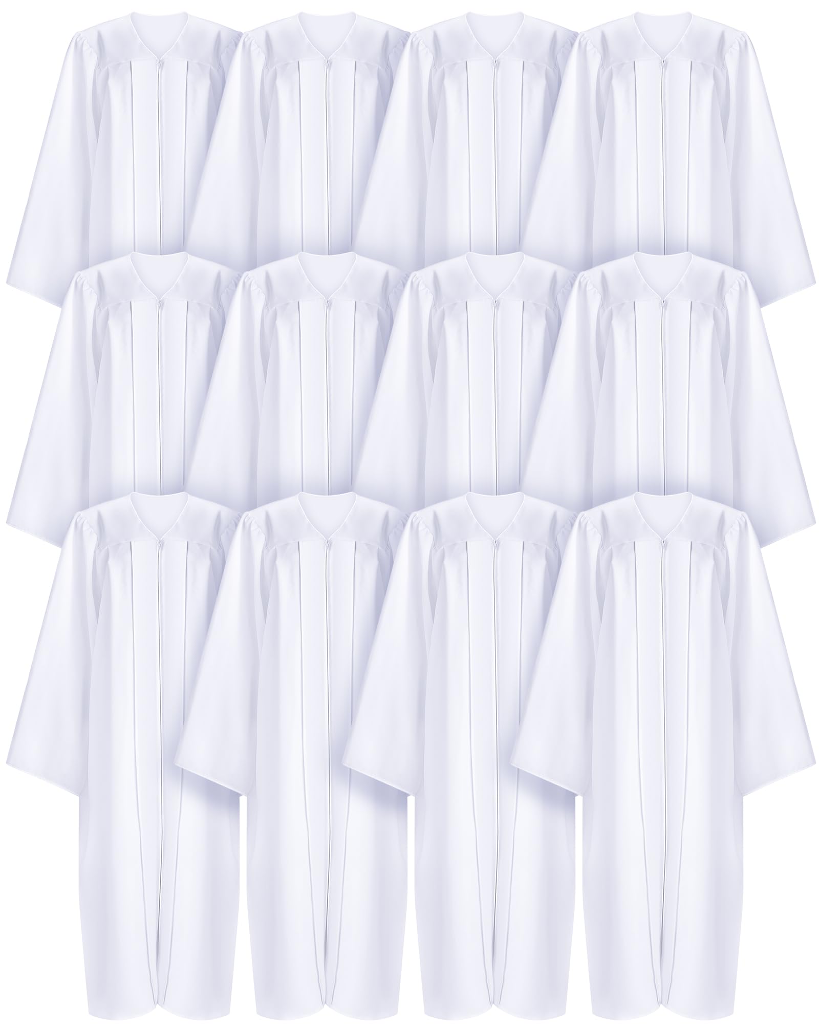 Photo 1 of Toulite 12 Pcs Unisex Matte Choir Robes for Church White Baptism Graduation Gown Confirmation Pulpit Judge Costume Adults(Size 54)