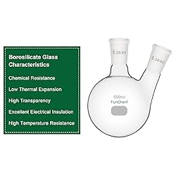 FunChem Glass Round Bottom Flask 24/40, 2 Neck