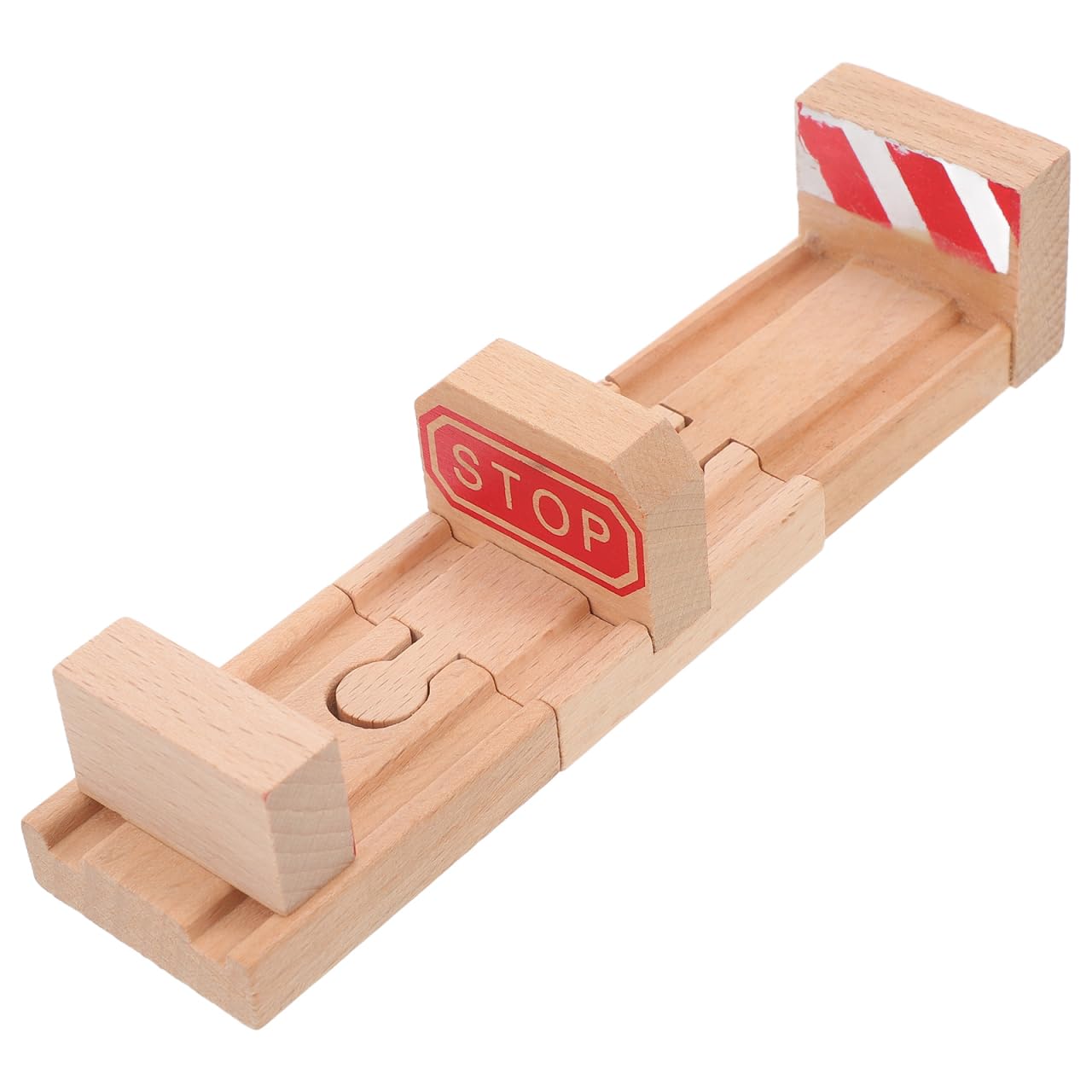 FRCOLOR Wooden Train Track Accessories Stop Rail Set 3pcs Concave Stop Railway Expansion Toy for Boys and Girls Train Track Play and Layout