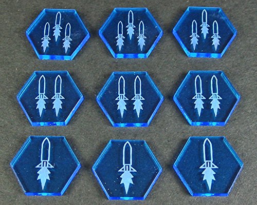 Space Missile Tokens, Fluorescent Blue (9)