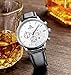 BINGER Date 24 Hr Watch Online Stopwatch Chronograph Watches For Men Black Leather Strap Luminous