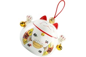 HOLIDYOYO Storage Jar Fortune Cat Container Japanese Tea Kettle Tea Storage Holder Ceramics White