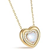 Kstyle Valentine's Day Gifts for Women - 14K Gold Filled 925 Sterling Silver Heart Birthstone Pendant Necklaces, Anniversary Birthday Jewelry Gifts for Wife Daughter Mom Grandma, Non Tarnish 16"+2"