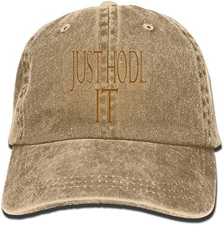 Just HODL It Hot New Fashion Adjustable Washed Cap Cowboy Baseball Hat Natural