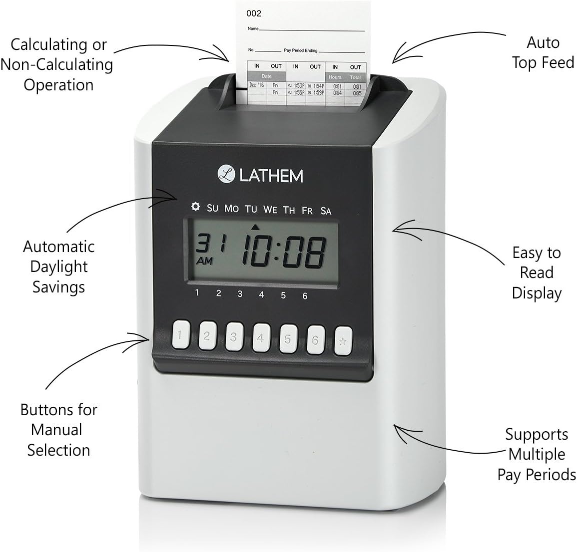Lathem 700E Calculating Electronic Time Clock, Requires Lathem E17 Time Cards (Sold Separately) (700E) : Electronics