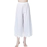 BEAUTELICATE Vintage Cotton Shorts Pettipants Culotte Slip Cropped Sleepwear Pants with Lace Edge