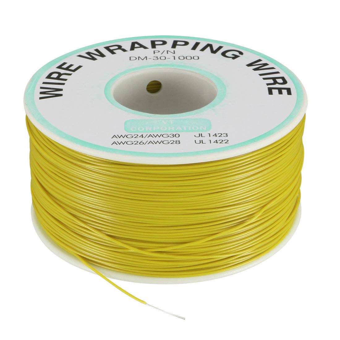 uxcell OK Wire Tin Plated Copper Cord Wire Wrapping P/N DM-30-1000 30 AWG 820ft Length Yellow