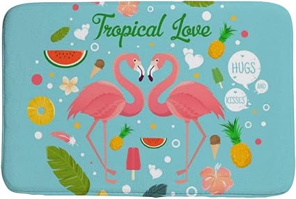 Sitear Flamingo Pareja en Verano Tropical Love Coral Velvet Alfombra de