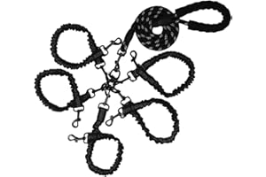 Y-ANNJYA Dog Double Leashes,5-in-1 Pet Leash for Multiple Pets - Heavy Duty Dog Cat Lead with Reflective Stripes, Comfort Grip & Durable Metal Clasps (Black 5 Way)