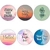 (6 Pack) Cell Phone Grip,Phone Finger Foldable Holder Stand Compatible with iPhone - Quotes Pink Colorful