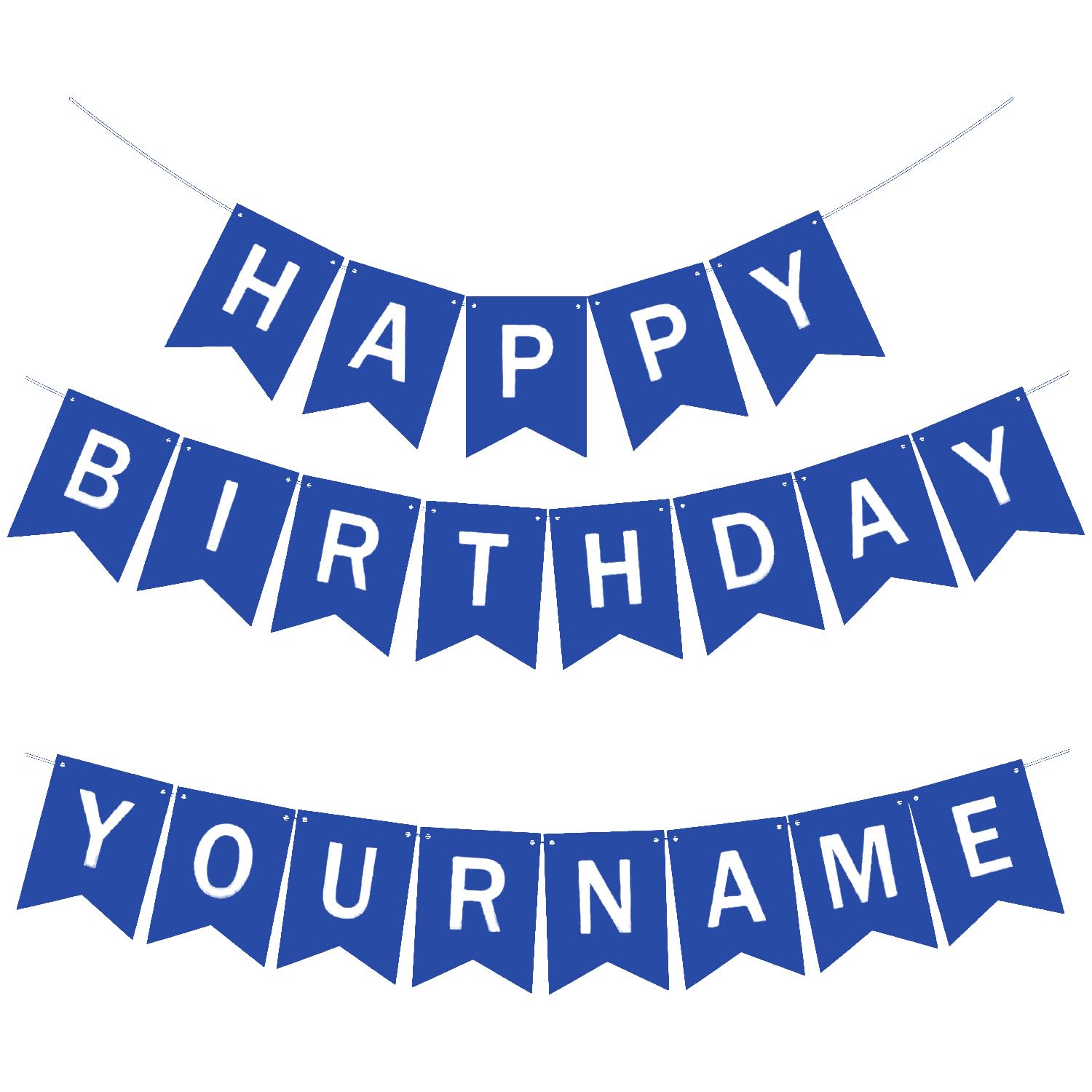 Photo 1 of Uorbmaio Blue Happy Birthday Banner With Name, Ideal Custom Party Decor for Boy Men, A-Z Letters 2 Set Bunting