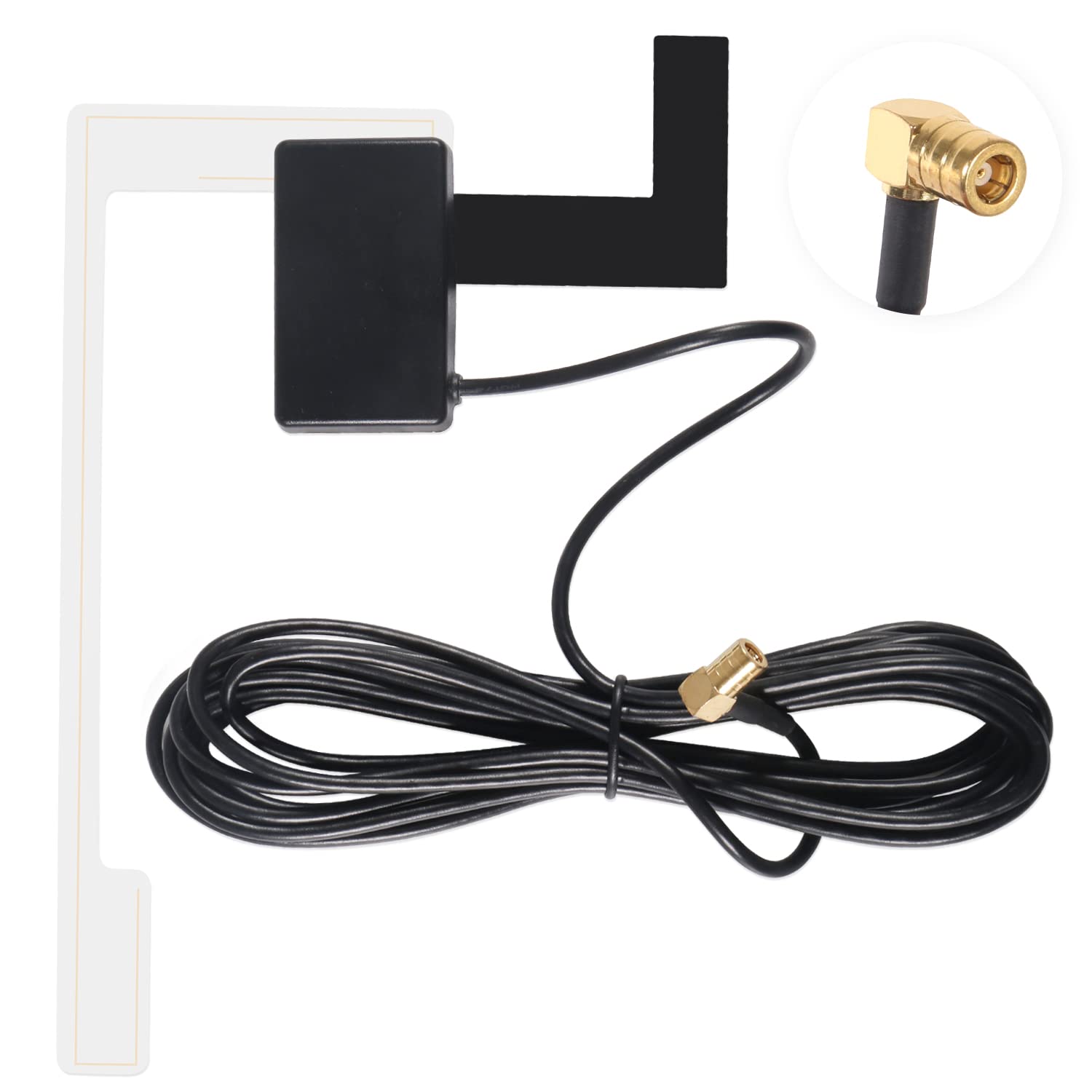 ALMOCN DAB Car Antenna SMB Right Angle DAB+ Replacement Antenna with 3M Coax Cable, Fits Pioneer, Clarion, Kenwood, Alpine, JVC