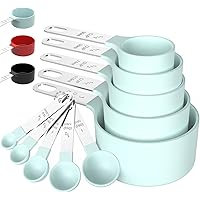 TILUCK Measuring Cups & Spoons Set, Stackable Cups and Spoons, Nesting Measure Cups with Stainless Steel Handle, Kitchen Gadg