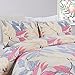 Vaulia Lightweight Microfiber Duvet Cover Set, Bright and Colourful Leaf Printed Pattern, Pink Multi-Color - King