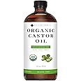 Kate Blanc Cosmetics Castor Oil for Face, Hair & Skin (16oz, Organic, Cold Pressed, Hexane-Free) Moisturizer for Eyelashes, Eyebrows, and Scalp