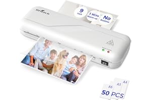 OFITECH 9’’Laminator Machine with 50 Laminating Sheet,Cold&Thermal Laminator,3 Min Warm Up,Bubble Free Laminating Machine for Docs,Photos,Certificates,ID Cards-Ideal for School,Home & Office(White)