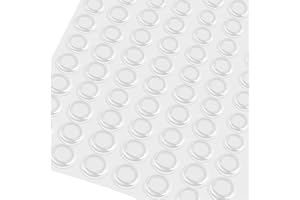 KIW 100 Pack Cabinet Door Bumpers 1/2” Diameter Clear Adhesive Pads for Drawers,Glass Tops,Cutting Boards,Picture Frames,Small Table/Furniture,Laptop Feet,Mirror Back,Bathroom Cabinet,Metal,Wood