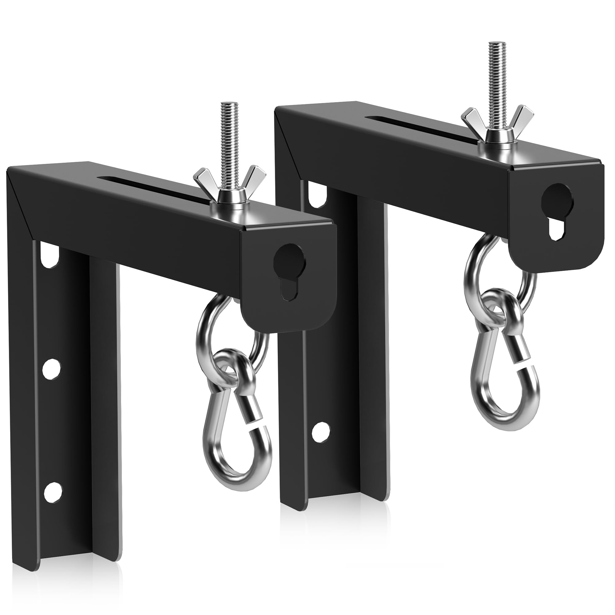 Photo 1 of XINLEI Universal Projector Screen Wall Mount L-Brackets Hanging Ceiling Mount, 6 inch Adjustable Extension with Hook for Home Projector and Movie Screens, Hold up to 66 lbs, Black PRL003B