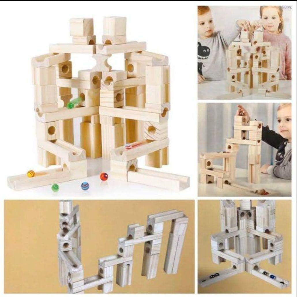 Amazon Yk実業 積み木 ビー玉転がし 木製 ブロック ピタゴラスイッチ 立体パズル ６０ピース スロープトイ おもちゃ