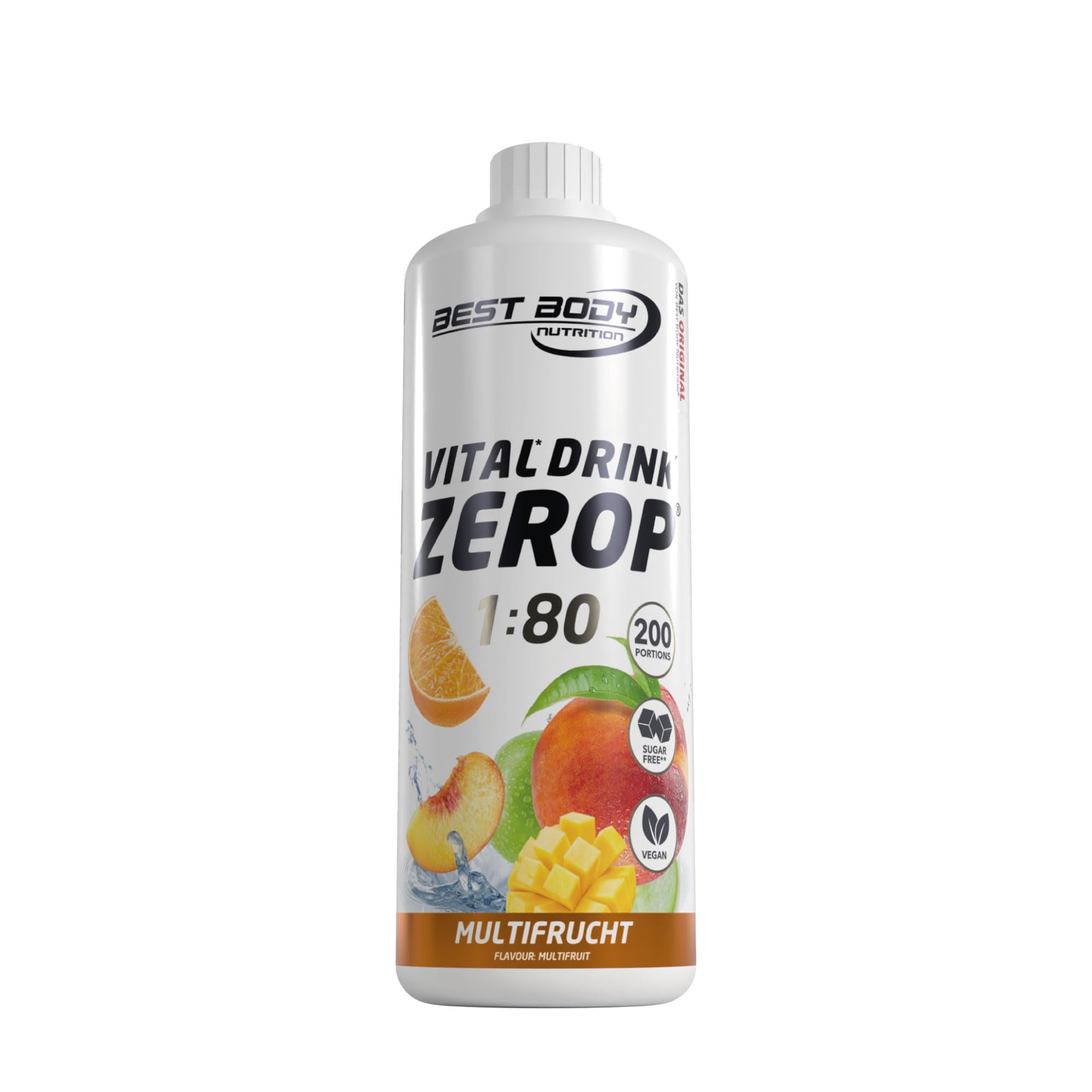 Best Body Nutrition Vital Drink ZEROP® - Multifrucht, Original Getränkekonzentrat - Sirup - zuckerfrei, 1:80 ergibt 80 Liter Fertiggetränk, 1000 ml