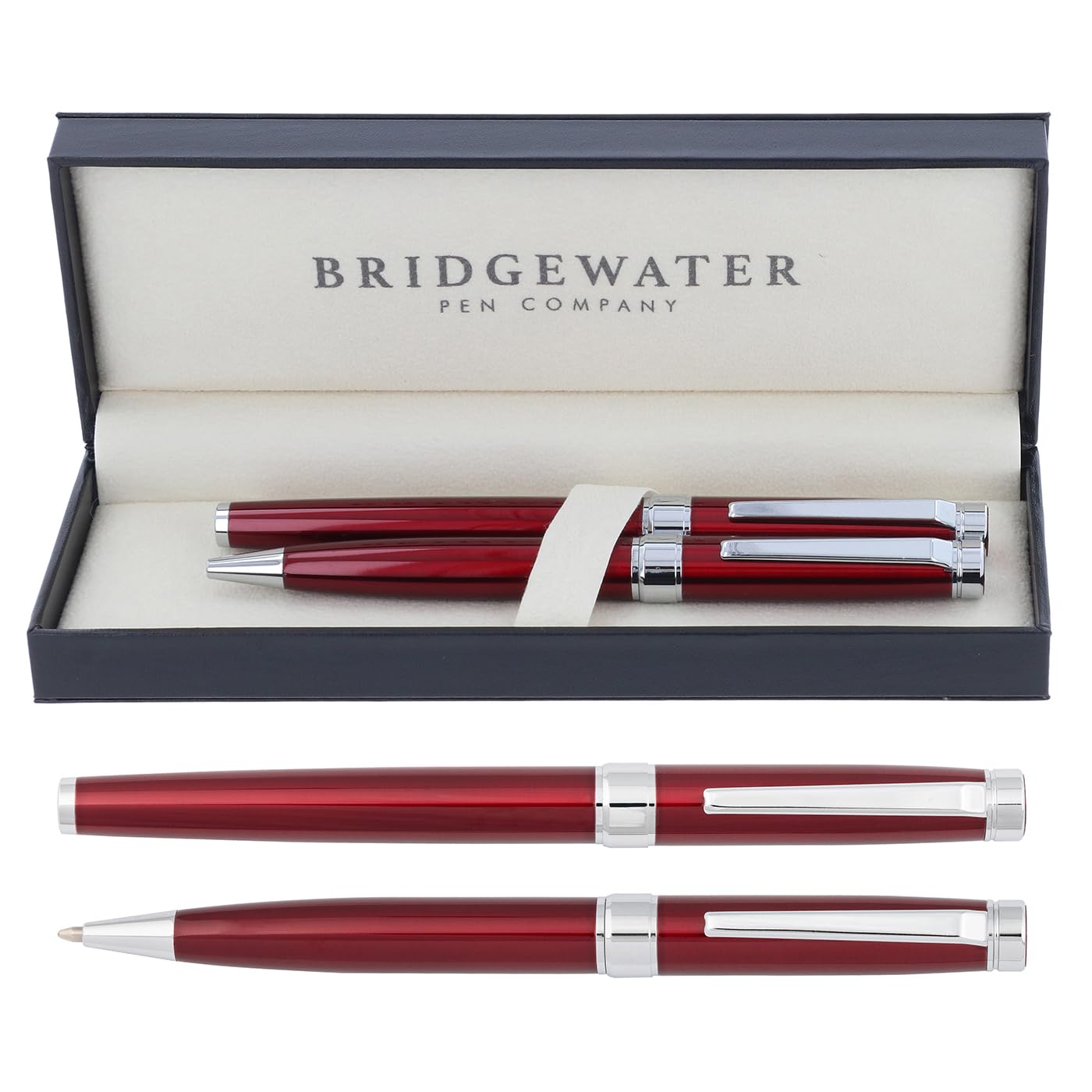 Bridgewater Pen Company Executive Ballpoint Pen & Rollerball Pen Gift Set Collection, Boxed & Sleeved (Galway, Red)