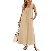 MEROKEETY Women's Summer Boho Maxi Dress 2026 Ruched Beach Vacation Sundresses Sleeveless Loose Tank Dress