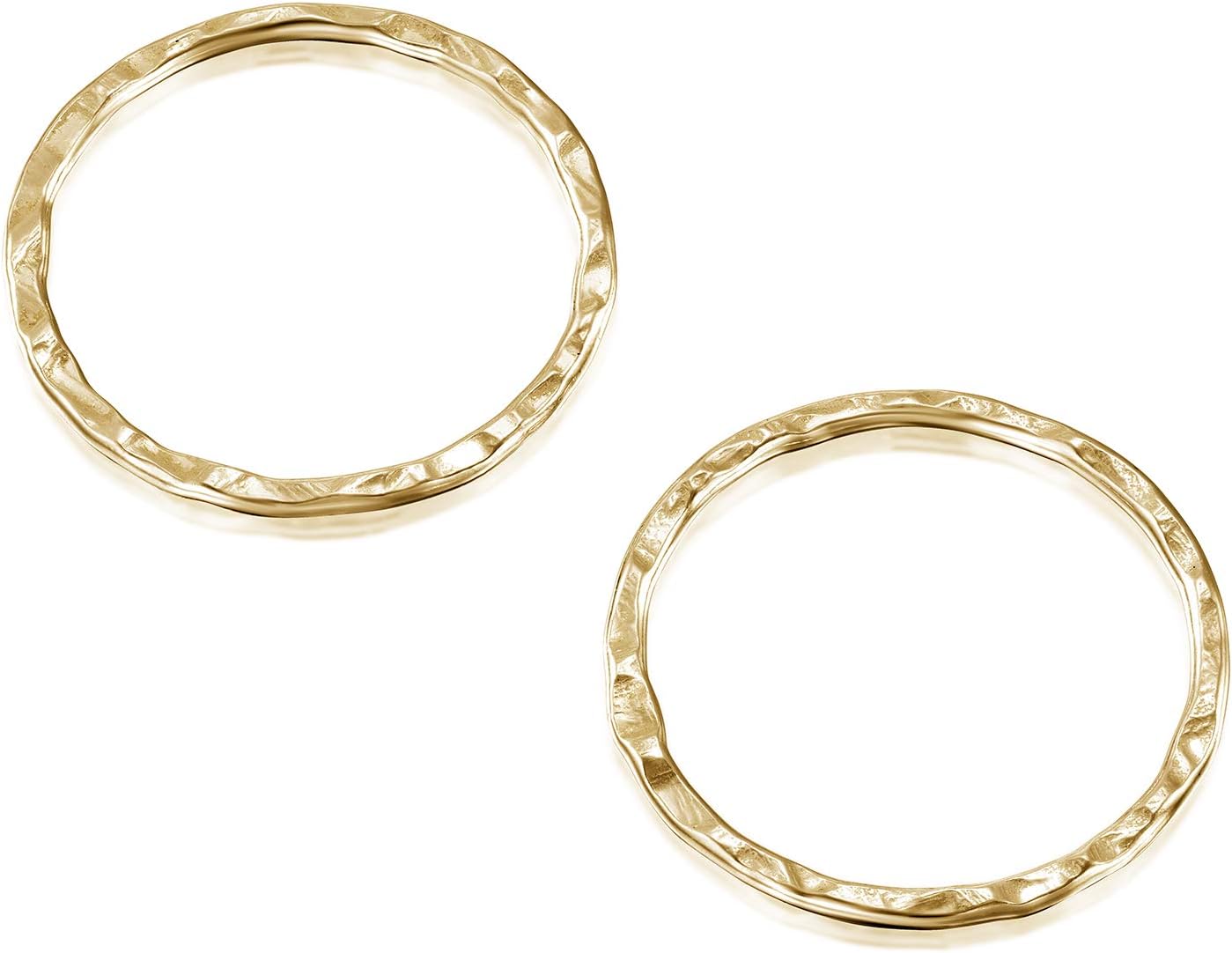 Hand Hammered 14k Gold-Filled 15 mm Hand Hammered Hoops Rings or Loops Jewelry Findings for Your DIY Earrings Necklaces & Bracelets Creations, 4 Pcs