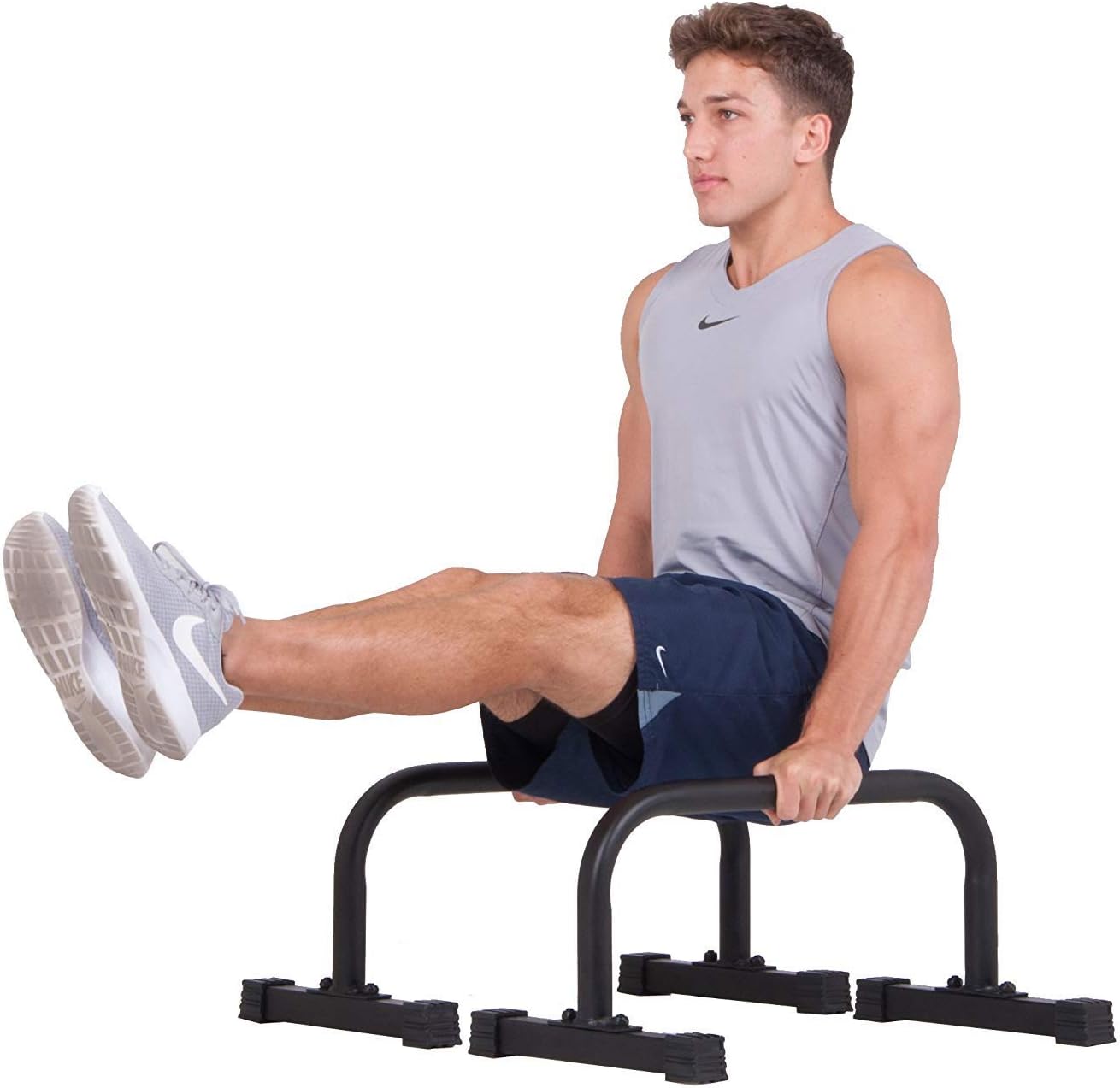 GRMN New Push up Stand Parallettes 12x24 inch Non-Slip with Integrated Knurling Grip - Supports Strength HIIT Yoga ROM Gymnastics Conditioning Exercise Workouts