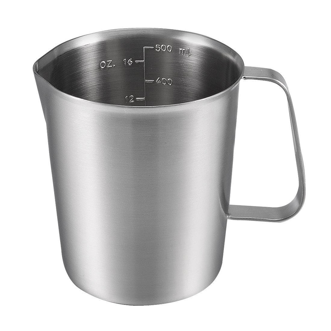 Sourcingmap Measuring Cup 500ml 16OZ, 2 Measuring Scales, Including ML Scale, Ounce Scale, 304 Stainless Steel Graduated Beaker with Handle for Lab Kitchen Liquids