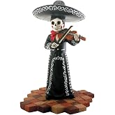 Skeleton Skull Black Mariachi Band Violin Figurine Collectible
