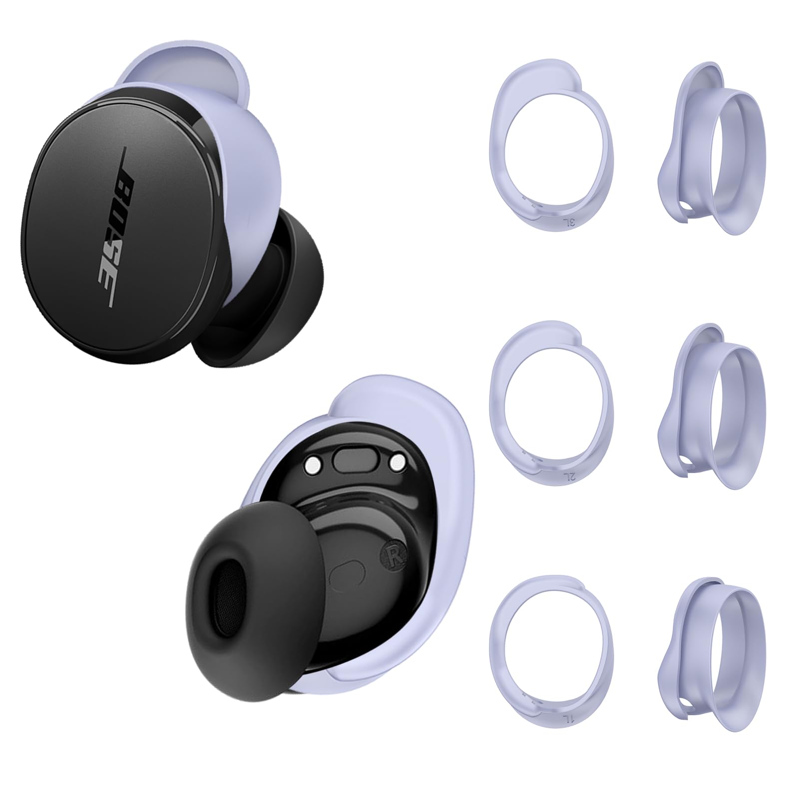 Photo 1 of [3 Pairs] Ear Tips Covers for New Bose QuietComfort Earbuds, Sport Anti-Slip EarTips Silicone Anti Scratches Replacement Ear Covers Earbuds Accessories (S/M/L) (Purple)