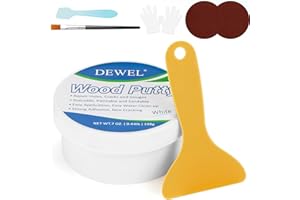 DEWEL Wood Filler, 7.05 Ounce White Wood Putty for Trim, Sandable, Stainable, Paintable Filler Repair Putty for Repair Cracks