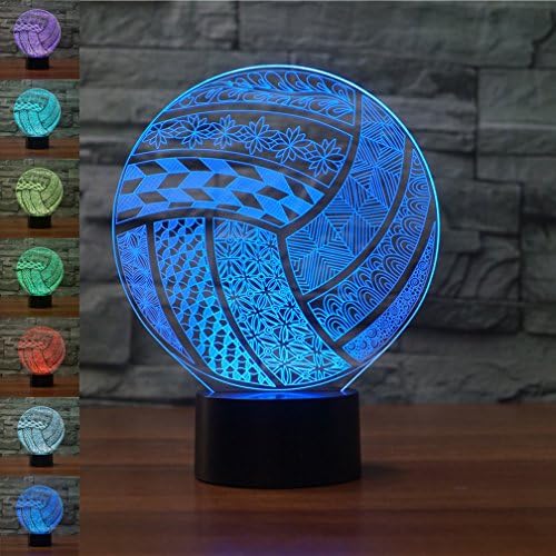Volleyball 3D Illusion Birthday Gift Night Light, Gawell 7 Color Changing Touch Switch Table Desk Decoration Lamps Mother's Day Present with Remote Control Toy for Sports Theme