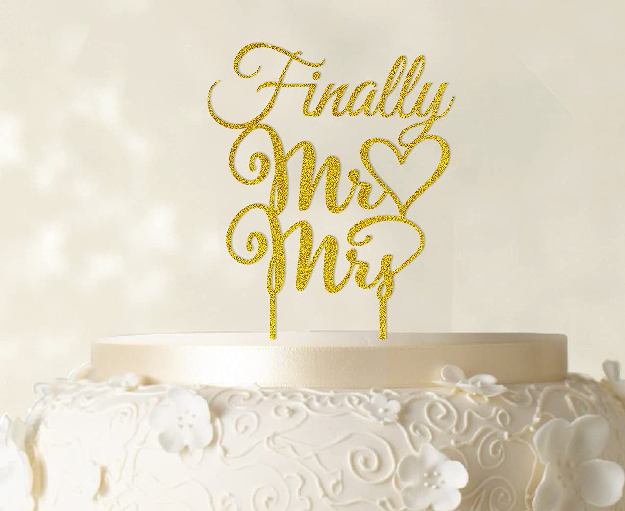 Printtoo "Finally Wedding Cake Topper Personalized Custom Name Cake Toppers Color Option Available 5"-7" Inches Wide