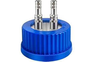 LVDALAB 304 Stainless Steel GL45 Safety Feeding Cap w/2-Port, Sampling Liquid Mobile Phase Filling Cap, Solvent Storage Reagent Bottle Caps for Lab, 6-8mm Diameter,Middle Size(Cap only)