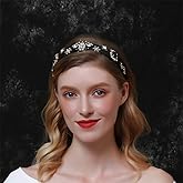 Aimimier Baroque Crystal Headband Vintage Bridal Faux Pearl Gemstone Floral Crown Luxury Rhinestone Wide Hair Hoop for Wedding