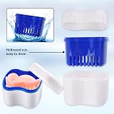 Tophoniex Denture Bath Case 2 Pack with 2 Cleanser Brushes Blue Pink Purple view 7