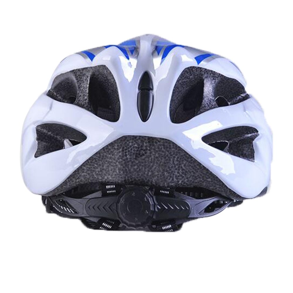 Uzexon Casco ciclista de ciclismo de MTB (18 aberturas), adultos Casco ligero unisex de bicicleta con visera desmontable y forro suave, sistema de rueda ajustable (Blanco/Azul)